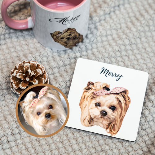 Custom Cork-Backed Pet Coaster | Personalized Pet Drink Coaster 🐾