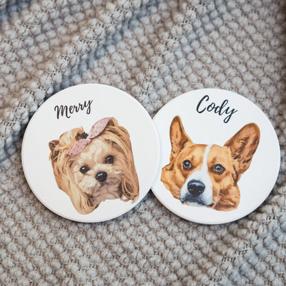 Custom Ceramic & Cork Pet Round Coaster | Personalized Pet Drink Coaster 🐾