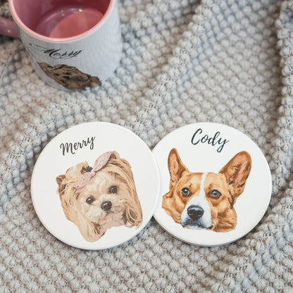 Custom Ceramic & Cork Pet Round Coaster | Personalized Pet Drink Coaster 🐾