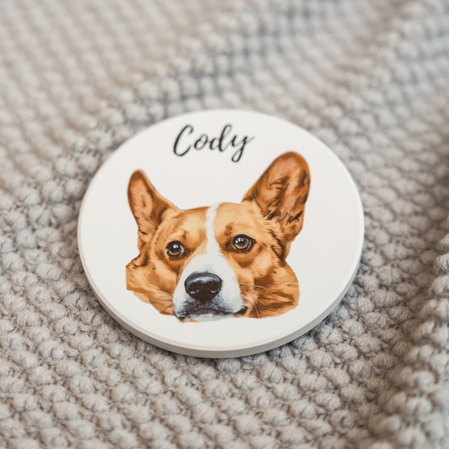 Custom Ceramic & Cork Pet Round Coaster | Personalized Pet Drink Coaster 🐾