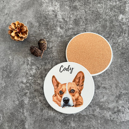 Custom Ceramic & Cork Pet Round Coaster | Personalized Pet Drink Coaster 🐾