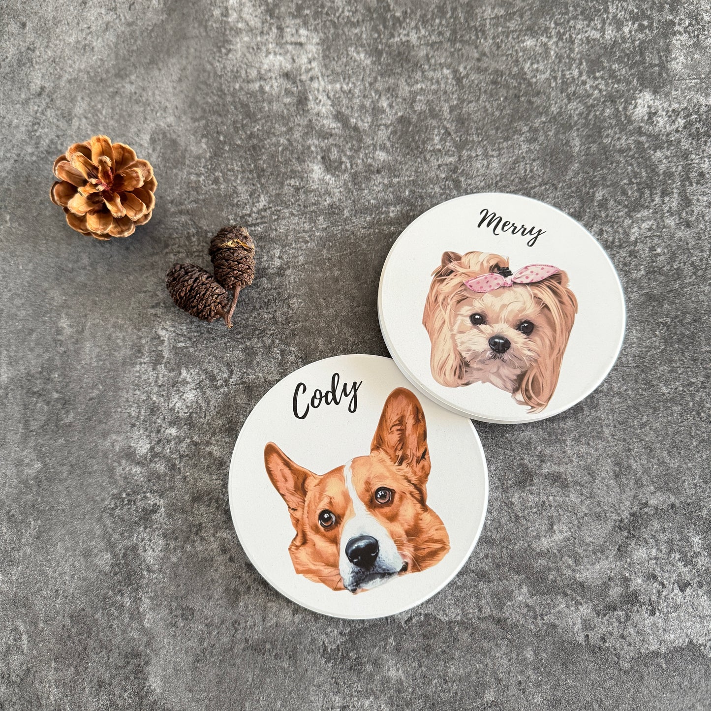 Custom Ceramic & Cork Pet Round Coaster | Personalized Pet Drink Coaster 🐾