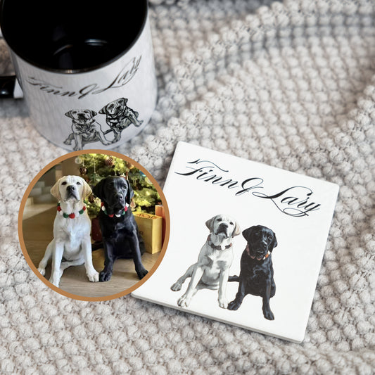 Custom Ceramic & Cork Pet Coaster | Personalized Pet Drink Coaster 🐾