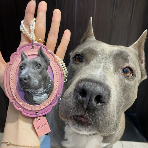 Hand-Carved Pet Portrait Leather Keychain