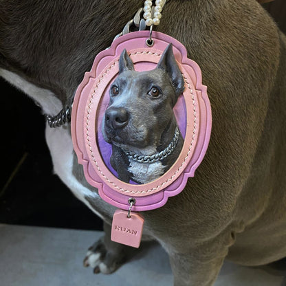 Hand-Carved Pet Portrait Leather Keychain